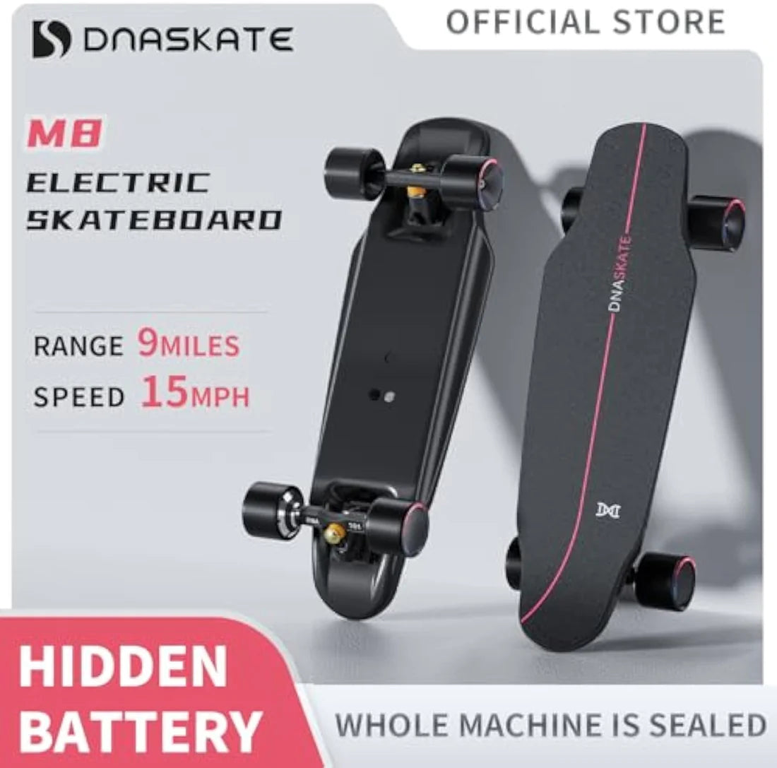 M8 Electric Skateboard for Adults & Teens | 800W Hub Motor, 22MPH & 15-Mile Range