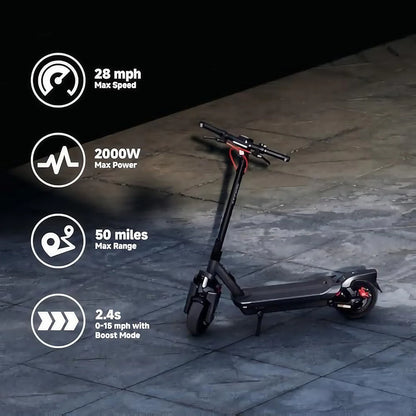 G3 Smart Electric Scooter | 50-Mile Range, 28mph, Dual Suspension, Fast Charge & Self-Sealing Tires