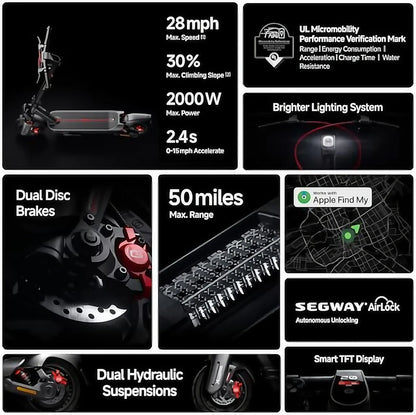 G3 Smart Electric Scooter | 50-Mile Range, 28mph, Dual Suspension, Fast Charge & Self-Sealing Tires